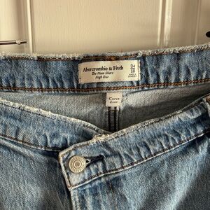 Abercrombie & Fitch Light Blue The Mom Short High Rise Curve Love Denim Shorts